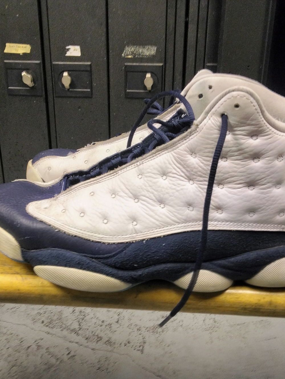 Jordan Men's Athletic Shoes White and Navy Blue